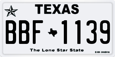 TX license plate BBF1139