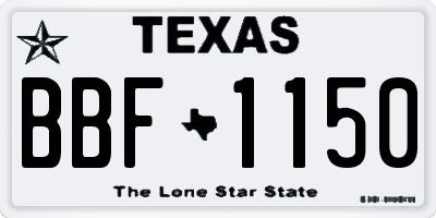TX license plate BBF1150