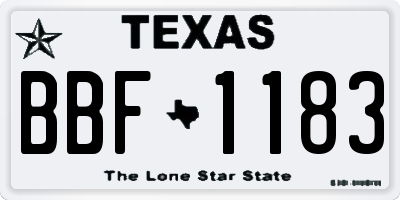 TX license plate BBF1183