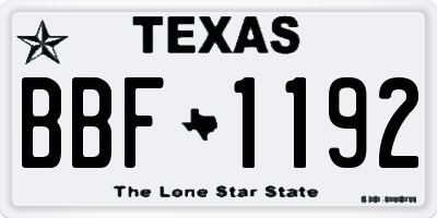 TX license plate BBF1192