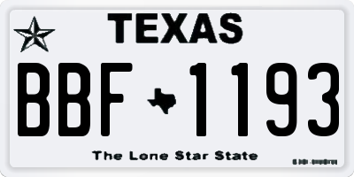 TX license plate BBF1193