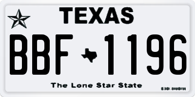TX license plate BBF1196