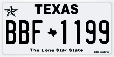 TX license plate BBF1199