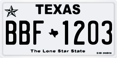 TX license plate BBF1203
