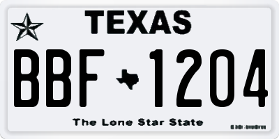 TX license plate BBF1204