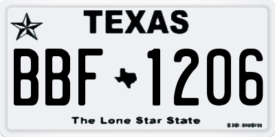 TX license plate BBF1206