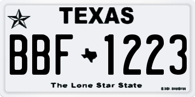 TX license plate BBF1223