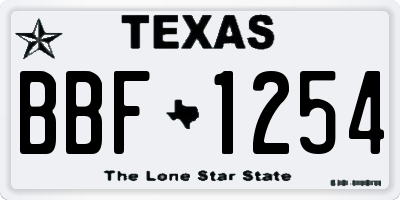 TX license plate BBF1254