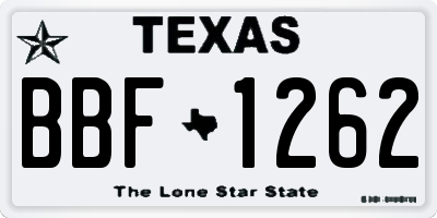 TX license plate BBF1262