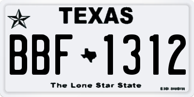 TX license plate BBF1312