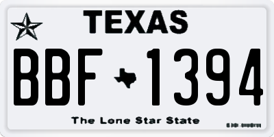 TX license plate BBF1394