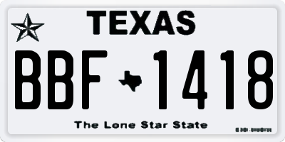 TX license plate BBF1418