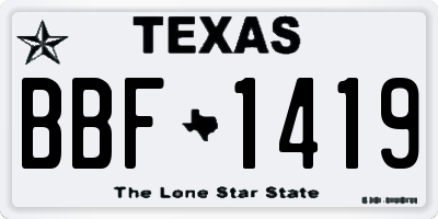 TX license plate BBF1419