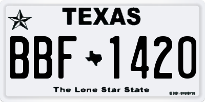 TX license plate BBF1420