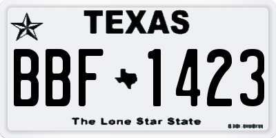 TX license plate BBF1423