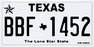 TX license plate BBF1452