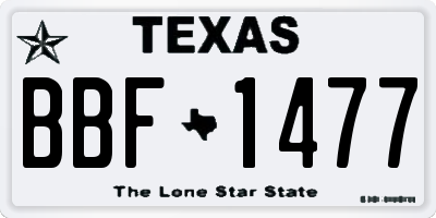 TX license plate BBF1477