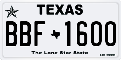 TX license plate BBF1600