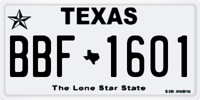 TX license plate BBF1601
