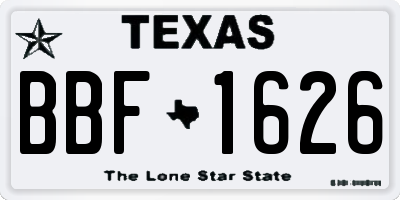 TX license plate BBF1626