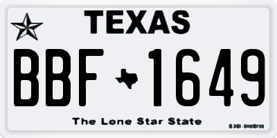 TX license plate BBF1649