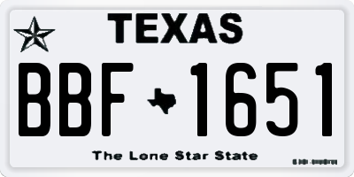 TX license plate BBF1651