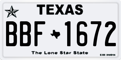 TX license plate BBF1672