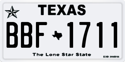 TX license plate BBF1711
