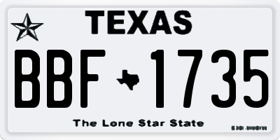 TX license plate BBF1735
