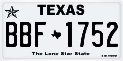 TX license plate BBF1752
