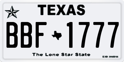 TX license plate BBF1777
