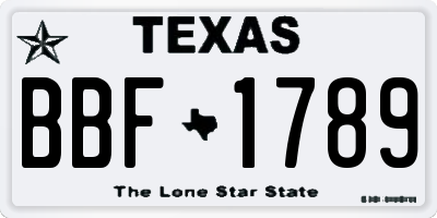 TX license plate BBF1789