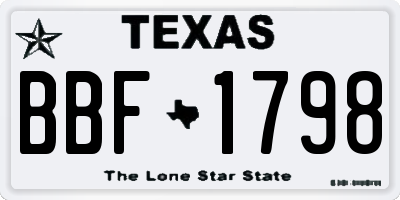 TX license plate BBF1798