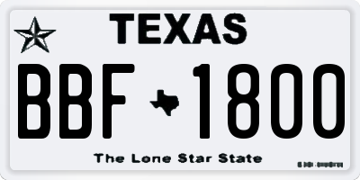 TX license plate BBF1800