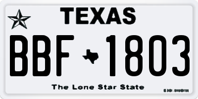 TX license plate BBF1803