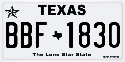 TX license plate BBF1830