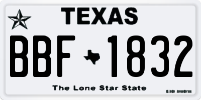 TX license plate BBF1832