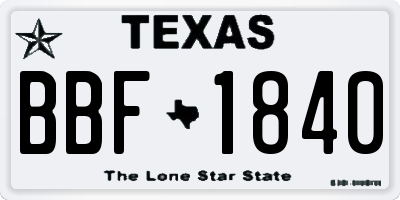 TX license plate BBF1840