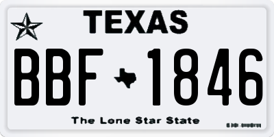 TX license plate BBF1846