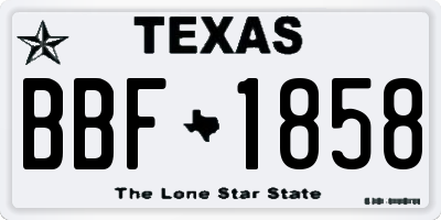 TX license plate BBF1858