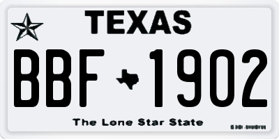TX license plate BBF1902