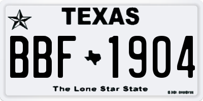 TX license plate BBF1904