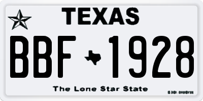 TX license plate BBF1928