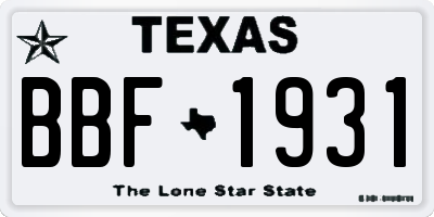 TX license plate BBF1931