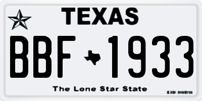TX license plate BBF1933