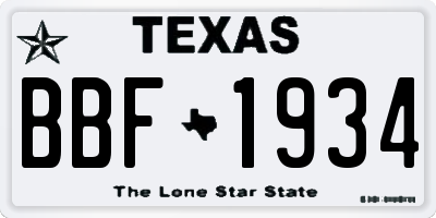 TX license plate BBF1934