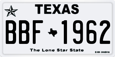 TX license plate BBF1962