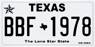 TX license plate BBF1978