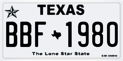 TX license plate BBF1980