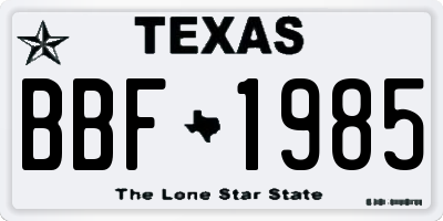 TX license plate BBF1985